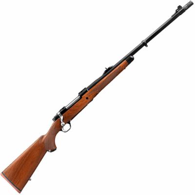 Ruger 37185 Hawkeye African 416 Ruger 3+1 23 Removeable Muzzle Brake Barrel, Satin Blued Alloy Steel, American Walnut With Ebony Forend Cap Stock, Optics Ready