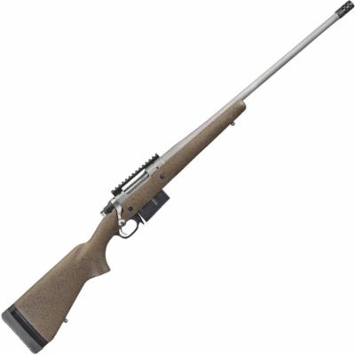 Ruger 47197 Hawkeye Long-Range Hunter 6.5 PRC 3+1 22 Threaded Barrel With Radial-Port Muzzle Brake, Hawkeye Matte Stainless Steel,  Speckled Brown/Black Laminate Target Stock, Optics Ready