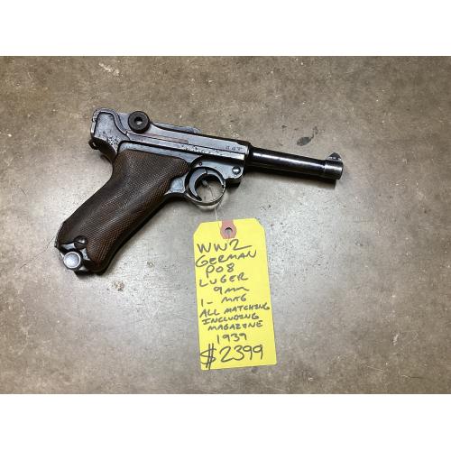 USED GERMAN P08 Luger 9mm 1939 Matching #’s