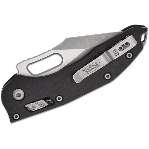 MICROTECH STITCH RAM-LOK MANUAL FOLDING KNIFE 3.625" APOCALYPTIC SPEAR POINT BLACK G10 HANDLES