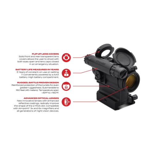 AIMPOINT COMPM5 2 MOA RED DOT REFLEX SIGHT - NO MOUNT