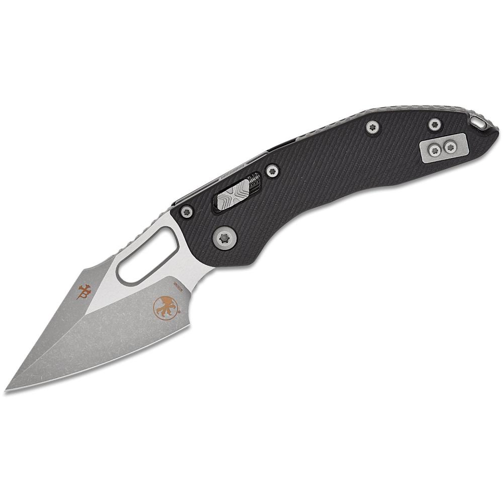 MICROTECH STITCH RAM-LOK MANUAL FOLDING KNIFE 3.625" APOCALYPTIC SPEAR POINT BLACK G10 HANDLES