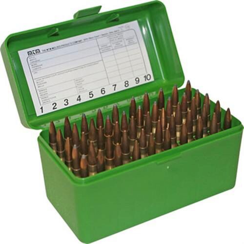 FLIP TOP RIFLE AMMO BOX 224 CLARK-9.3X57MM 50 ROUND GREEN