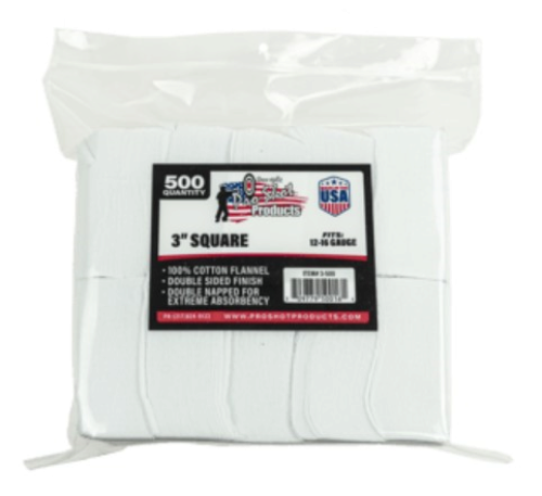 Pro-Shot 3" Square 100% Cotton Patches 500/ct