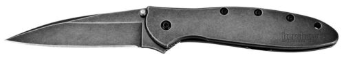 Kershaw 1660BLKW Leek  3 Folding Drop Point Plain Black DLC 14C28
