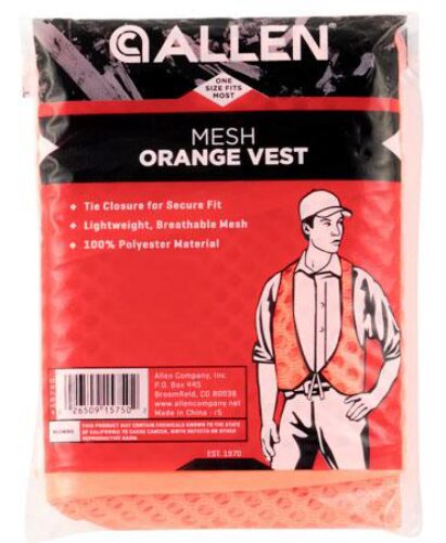 Allen 15750 Hunter's Vest OSFA Orange Polyester Mesh