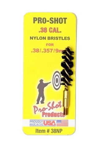 Pro-Shot 38NP Bore Brush  9mm Pistol #8-32 Thread Nylon Bristles