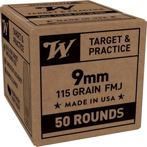 Winchester Ammo SG9W50 USA  9mmLuger 115gr Full Metal Jacket 50 P