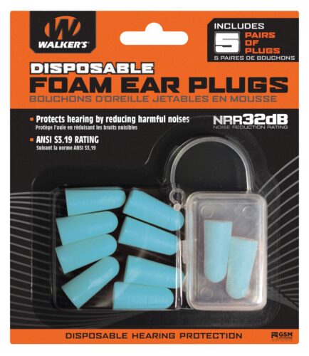 Walker's GWPFP5PKTL Foam Ear Plugs  Foam 33 dB In The Ear Teal 5