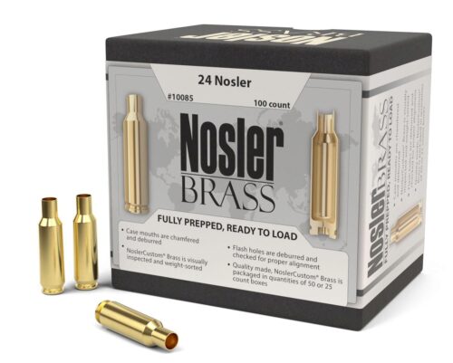 Nosler 10085 Premium Brass Unprimed Cases 24 Nosler Rifle Brass/