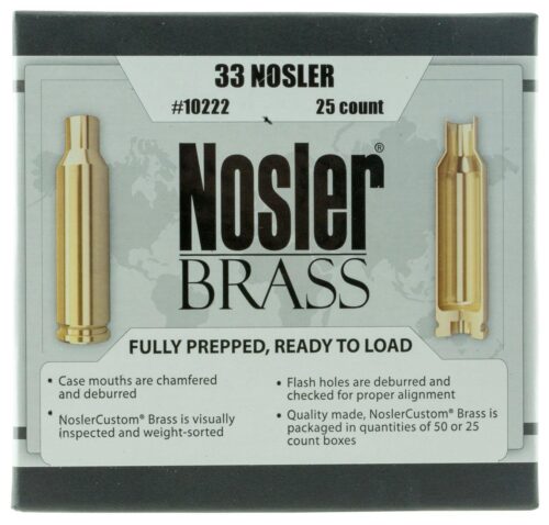 Nosler 10222 Premium Brass Unprimed Cases 33 Nosler Rifle Brass/