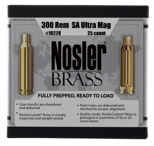 Nosler 10228 Premium Brass Unprimed Cases 300 Rem SAUM Rifle Bras