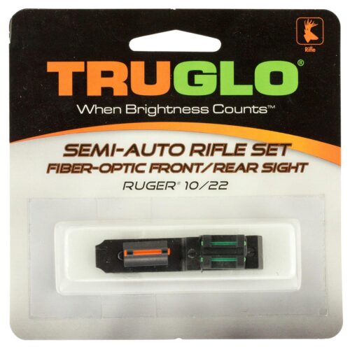 TruGlo TG111W Ruger 10/22 Fiber Optic Sight Set  Black Red Front,