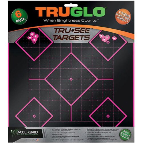 TruGlo TG14P6 Tru-See 5- Diamond Target Black/Pink Self-Adhesive