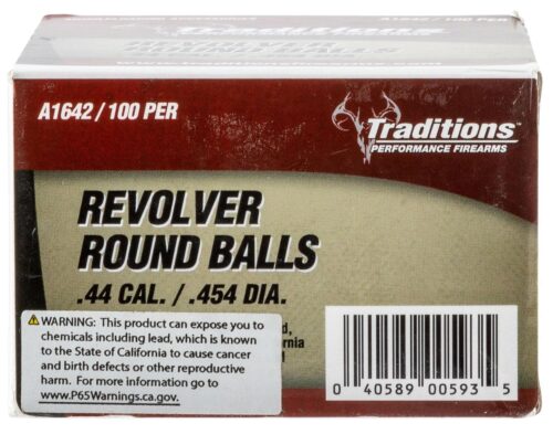 Traditions A1642 Revolver  44 Cal Lead Ball .454 Dia 140 gr/ 100