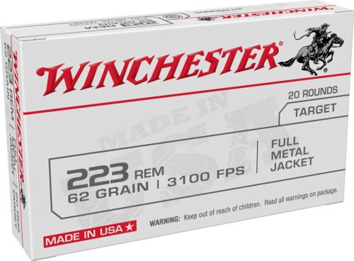 Winchester Ammo W223FMJ62 USA  223 Rem 62 gr Full Metal Jacket 20