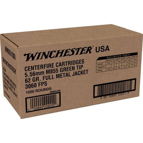 Winchester Ammo WM8551000 USA M855 Green Tip 5.56x45mm NATO 62 gr