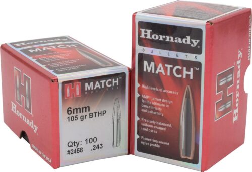 Hornady 2250 Match  22 Cal .224 53 gr Hollow Point Match 100 Per