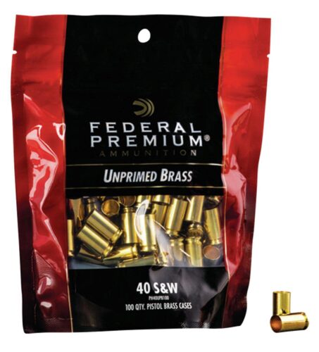 Federal PH40UPB100 Gold Medal Premium 40 S&W Handgun Brass 100 Pe