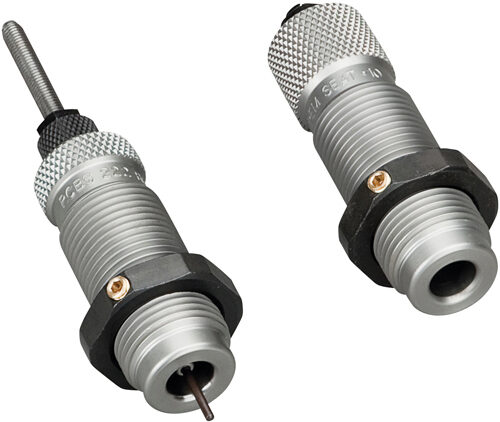 This two-die set is intended for reloading bottleneck cases, and