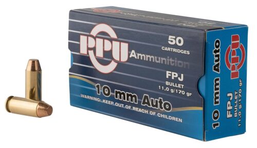 PPU PPH10F Handgun  10mm Auto 170 gr Flat Point Jacketed 50 Per B