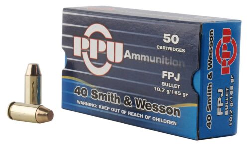 PPU PPH40F Handgun  40 S&W 165 gr Flat Point Jacketed 50 Per Box/