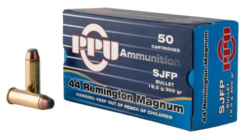 PPU PPH44MF Handgun  44 Rem Mag 300 gr Semi Jacketed Flat Point 5