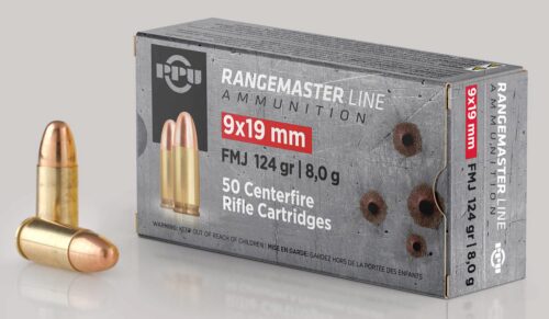 PPU PPRM9M Rangemaster  9mm Luger 124 gr Full Metal Jacket/ 1000