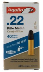 Aguila Match Rifle Rimfire Ammunition .22 LR 40 gr LRN 1080 fps 50/ct