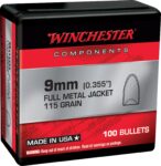 Winchester Ammo WB9MC115X Centerfire Handgun Reloading 9mm .355 1