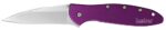 Kershaw 1660PUR Leek  3 Folding Drop Point Plain Bead Blasted 14C