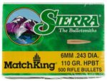 Sierra 1575C MatchKing  6mm .243 110 gr Hollow Point Boat Tail/ 5