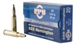 PPU PP222 Standard Rifle  222 Rem 50 gr Soft Point 20 Per Box/ 50