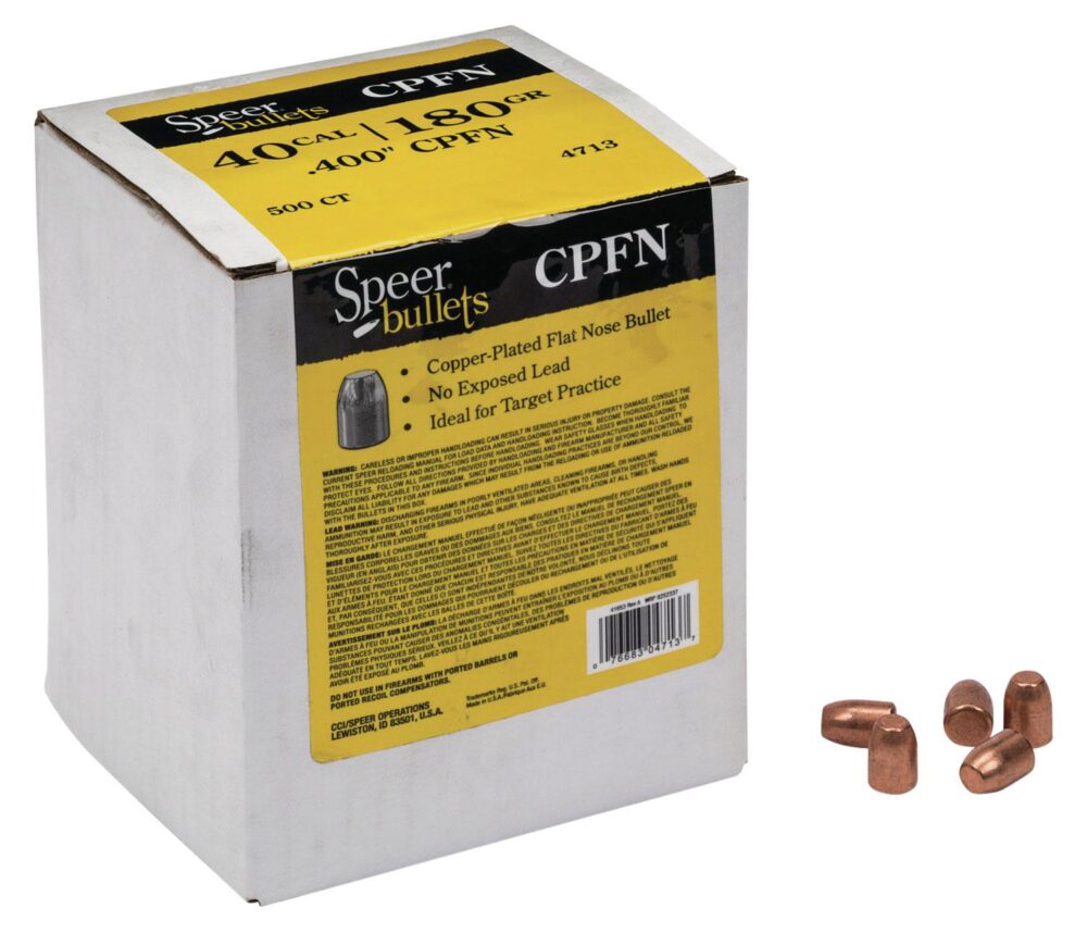Speer Bullets 4713 Handgun Plinking  40 Caliber .400 180 GR Flat