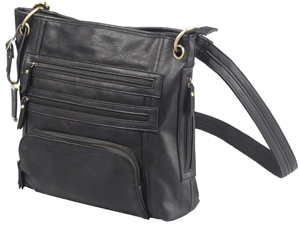 Bulldog BDP038 Cross Body Purse w/Holster Black Leather Most Sm P