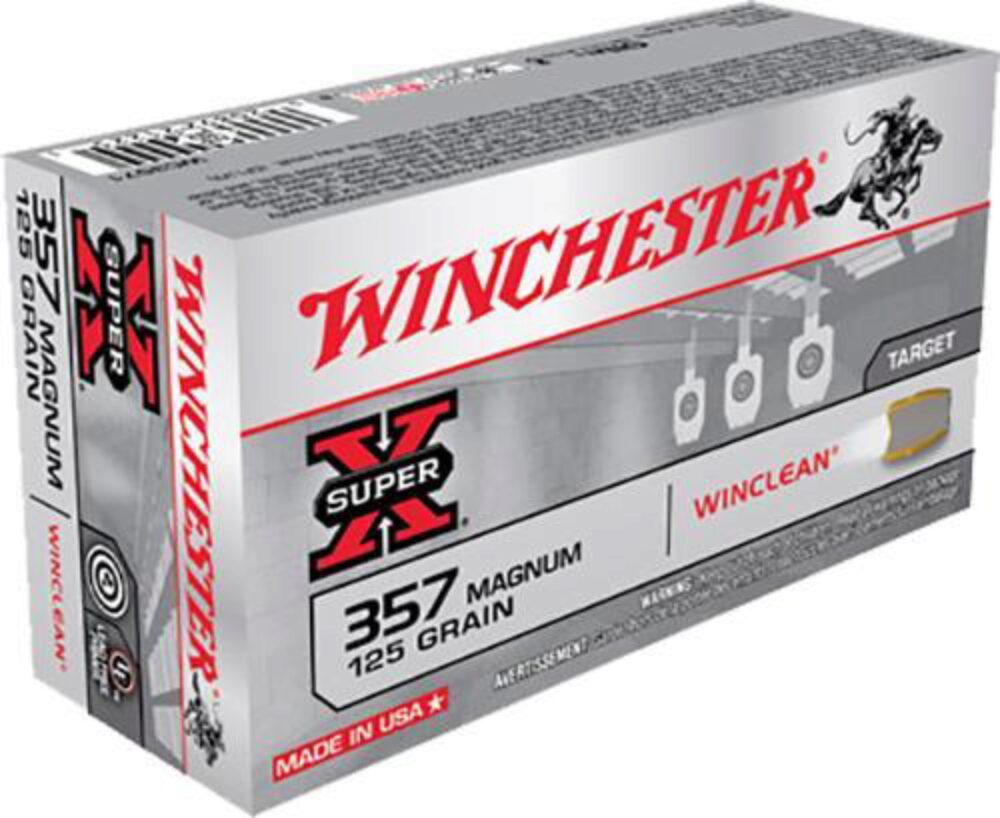 Winchester Ammo WC3571 Super X  357 Mag 125 gr Winclean Brass Enc