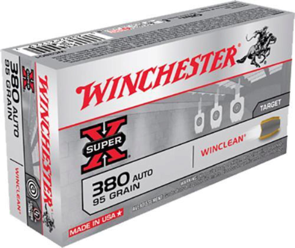 Winchester Ammo WC3801 Super X  380 ACP 95 gr Winclean Brass Encl