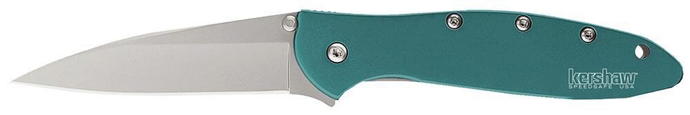 Kershaw 1660TEAL Leek  3 Folding Drop Point Plain Bead Blasted 14