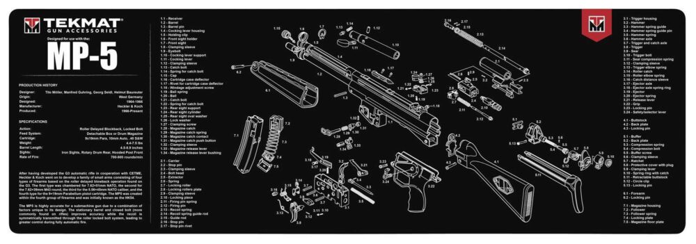 TekMat TEKR36HKMP5 MP5 Cleaning Mat HK MP5 Parts Diagram 12 x 36