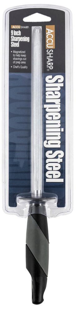 AccuSharp 032C Sharpening Steel  9 Black Overmolded Rubber Handle