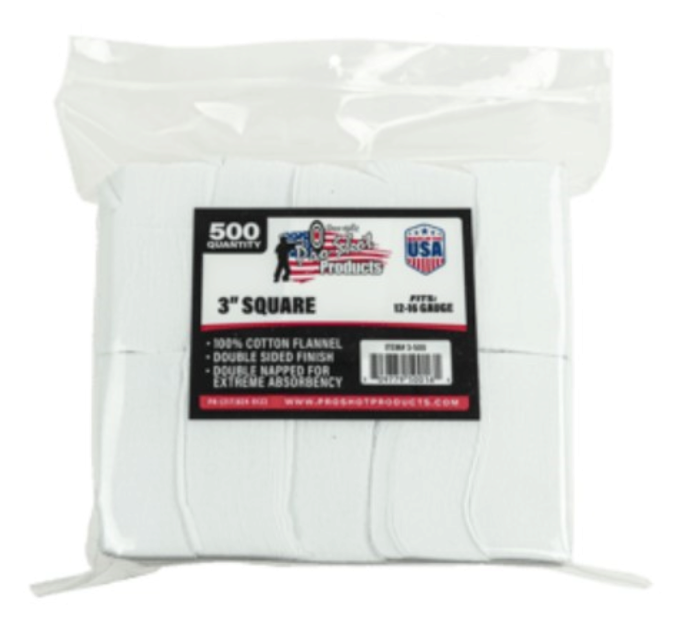 Pro-Shot 3" Square 100% Cotton Patches 500/ct