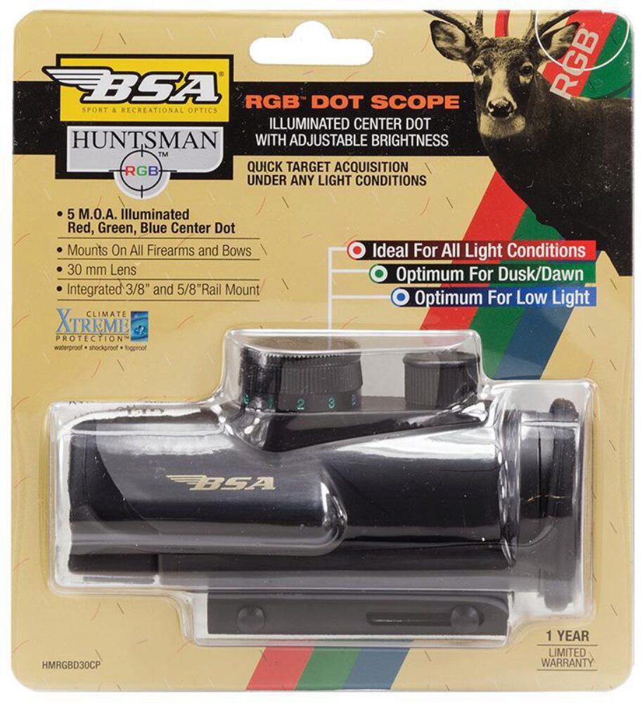 BSA HMRGBD30CP 30 MM Red, Green, Blue Dot  Matte Black 1 x 30 mm