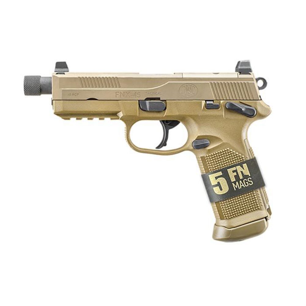 FN 66101634 FNX Tactical Bundle 45 ACP 15+1 5.30 Black Steel Thre