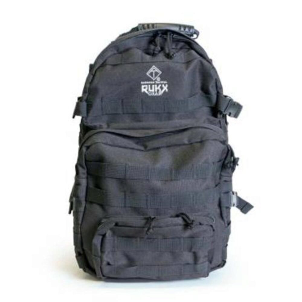 Rukx Gear ATICT3DB Tactical 3 Day Black 600D Polyester w/ Molle W