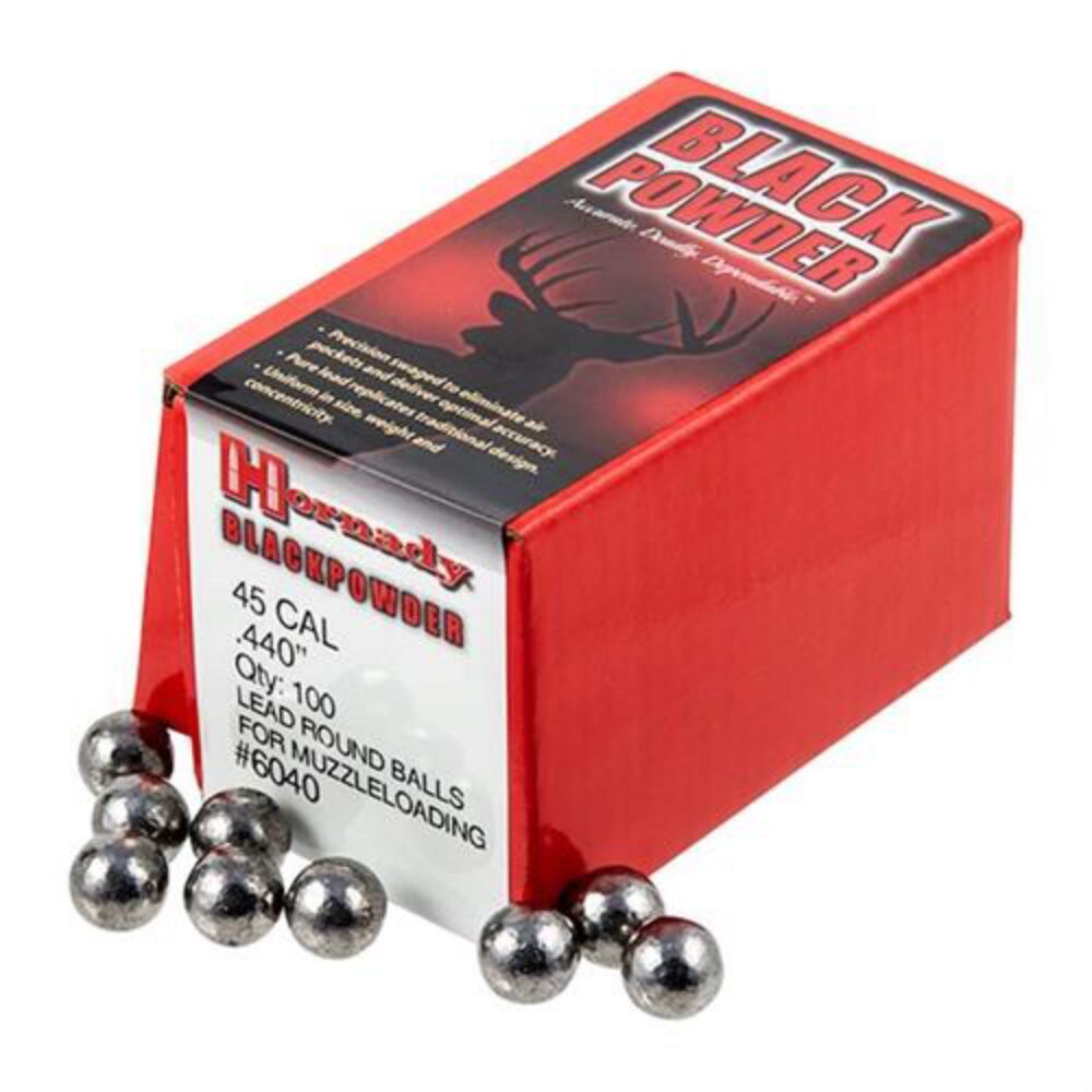 Hornady 6040 Black Powder Lead Balls 45 Cal .440 100 Per Box/ 25