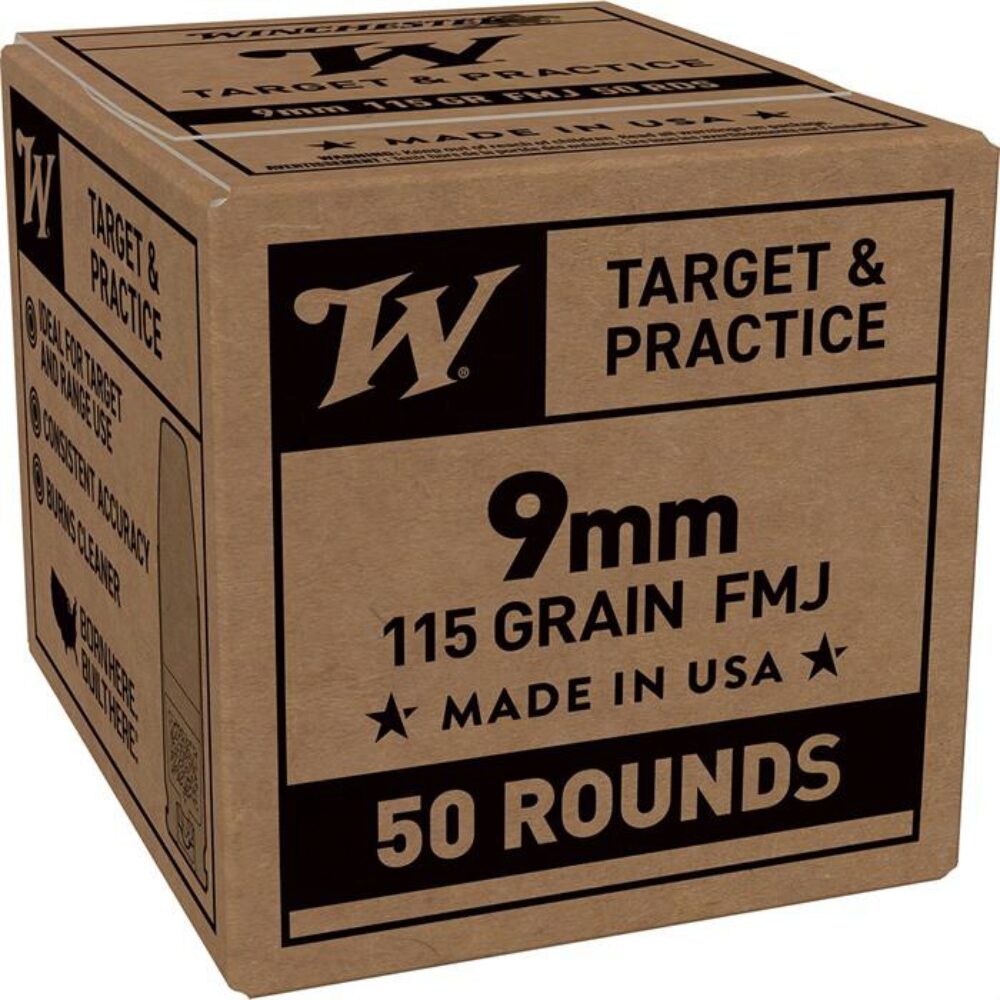 Winchester Ammo SG9W50 USA  9mmLuger 115gr Full Metal Jacket 50 P