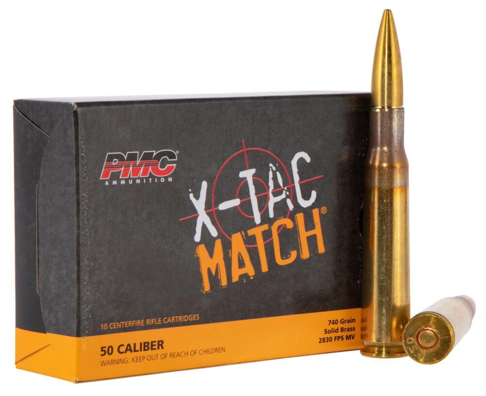 PMC 50XM X-Tac Match  50 BMG 740 gr Solid Brass 10 Per Box/ 20 Ca