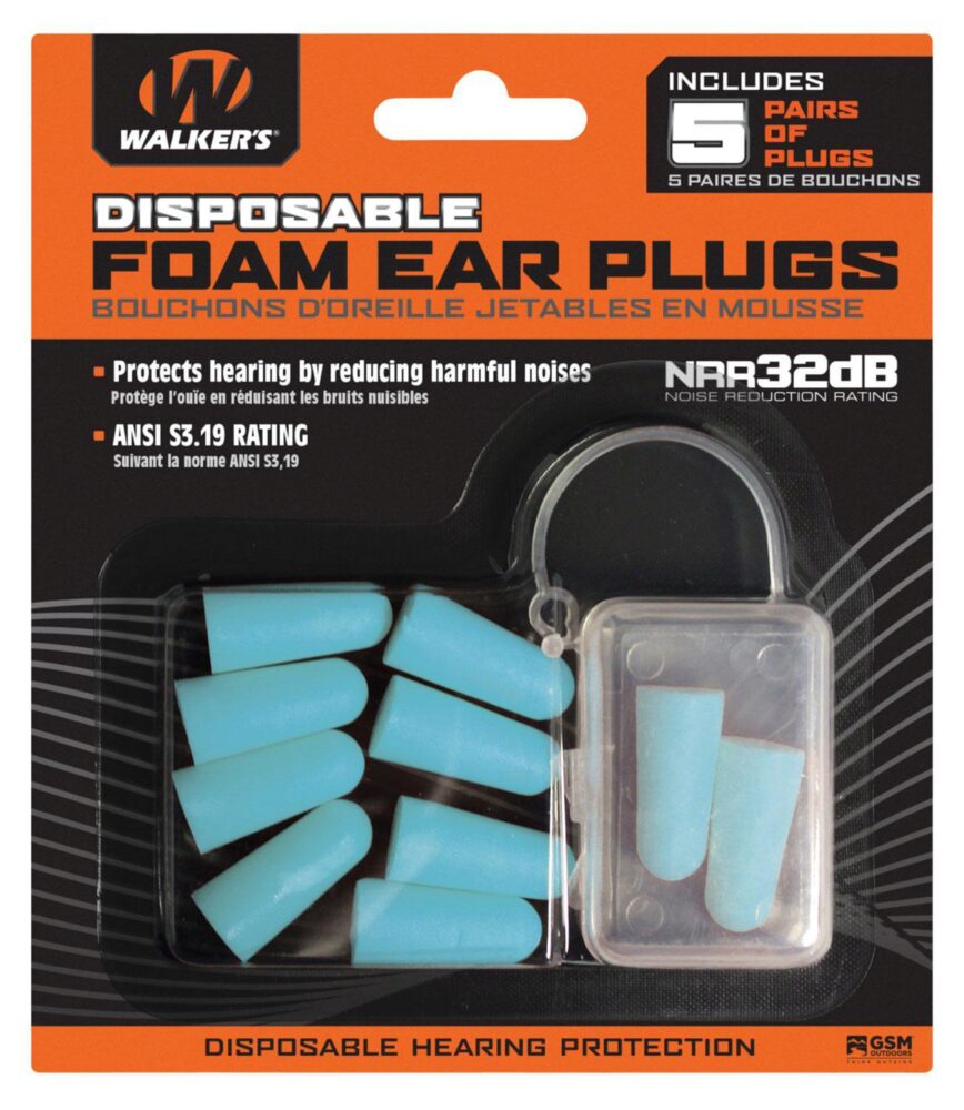 Walker's GWPFP5PKTL Foam Ear Plugs  Foam 33 dB In The Ear Teal 5