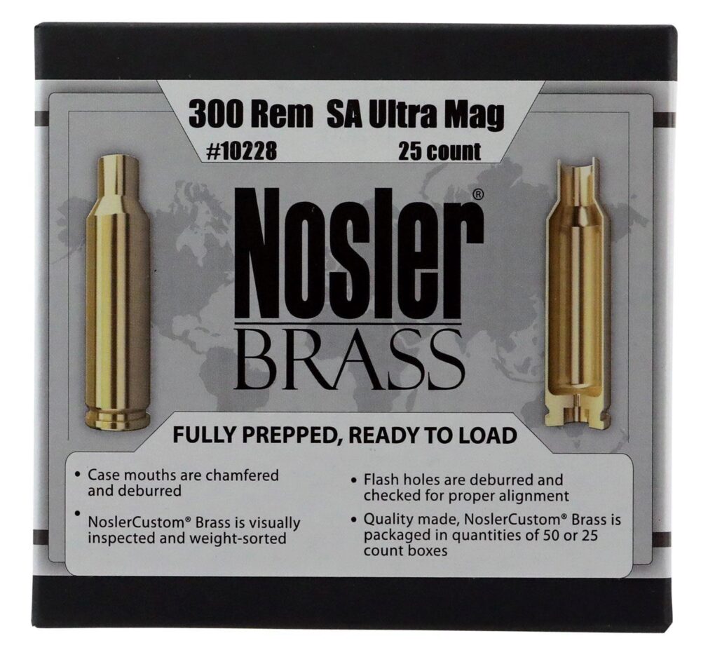 Nosler 10228 Premium Brass Unprimed Cases 300 Rem SAUM Rifle Bras