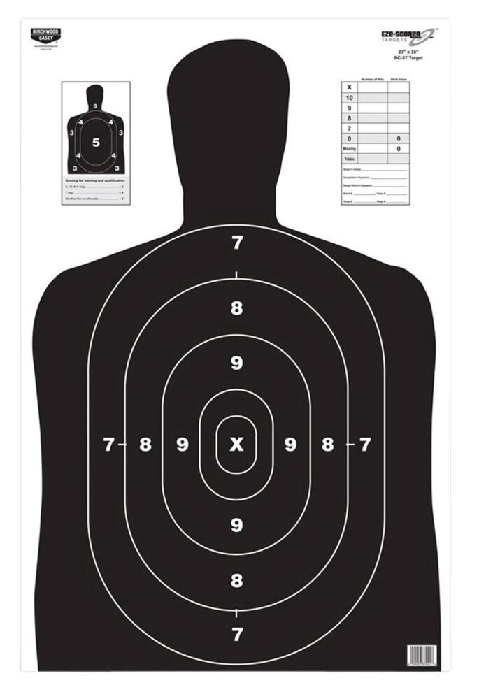 Birchwood Casey 37021 EZE-Scorer BC-27 Silhouette Paper Target 23